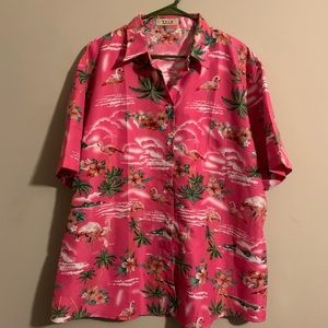 SSLR Ladies Pink Flamingo Hawaiian Shirt